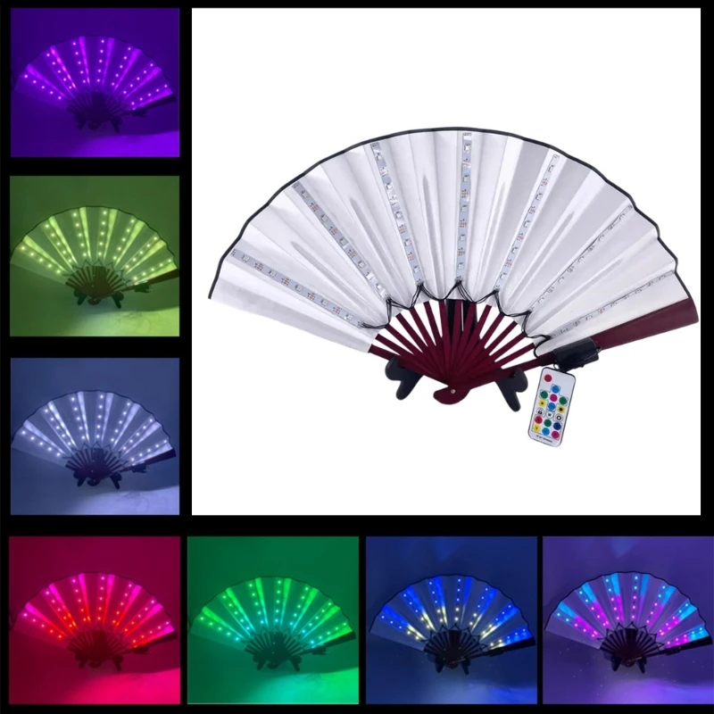 LED Light Up Fan Folding Handheld Fan LED Hand Fan Folding Hand Fan for Women Halloween Dancing Wedding Party