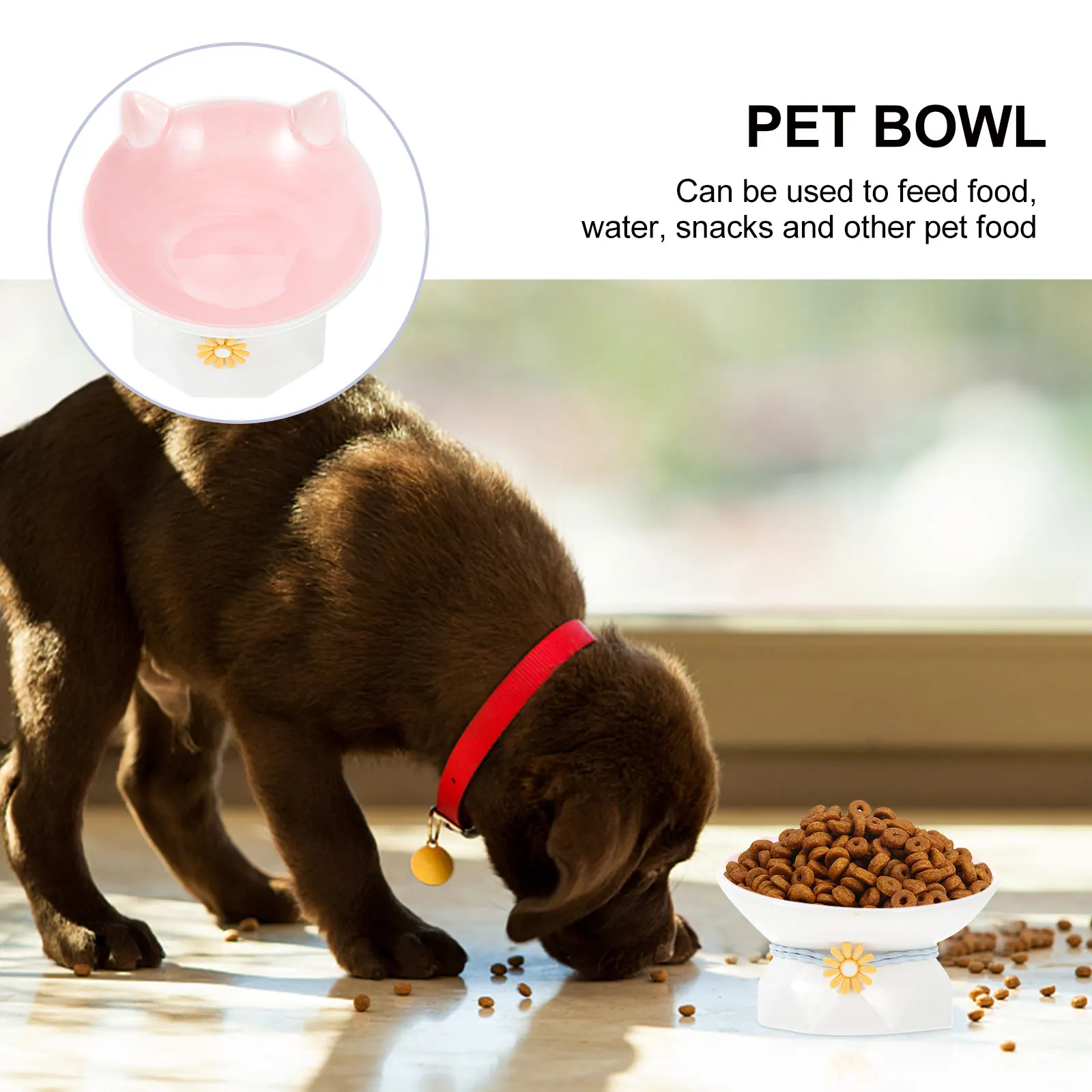 

1Pcs Smooth Ceramic Cat Feeder Raised Food Bowl Neck Protection Easy Clean Pet Supply Dog Raised Food Bowl Cat Water Container