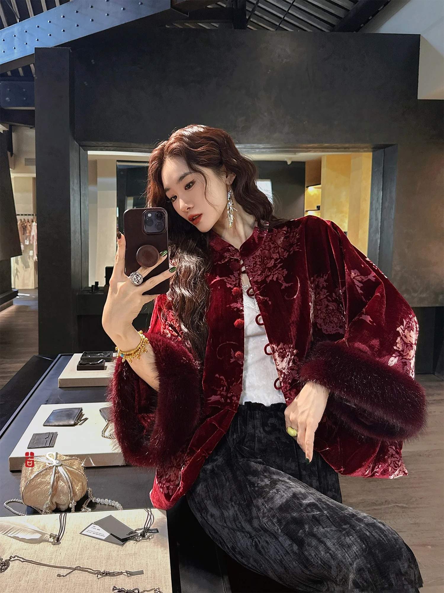 

Sanji Bla Flower New Chinese Sle Velvet Thi Winter Coat Beautiful Cotton Jaet Loose Fit Korean Sle Long Sve