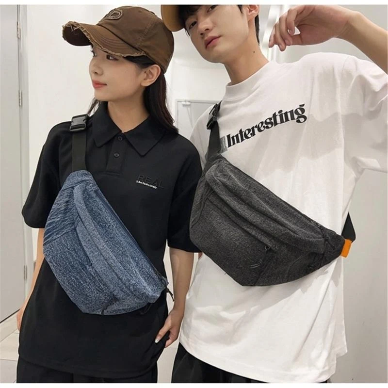 

A3PE Fashion Jeans Belt Bag Large Capacity Denims Chest Pack Crossbody Sling Purse