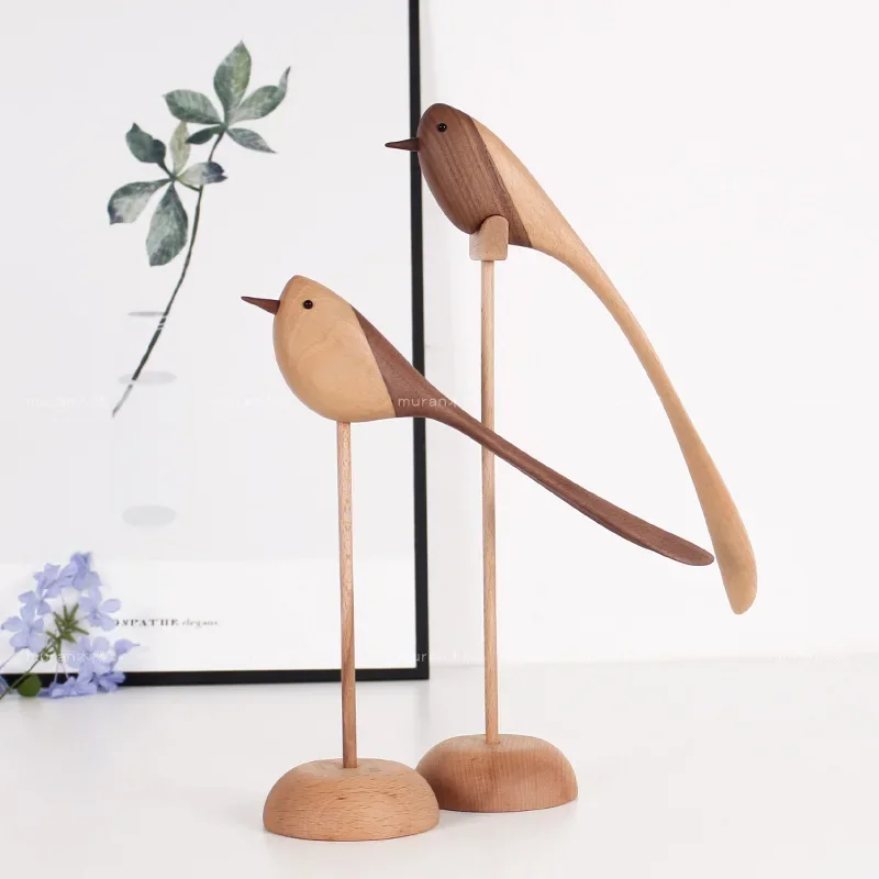 European-style living room, home creative decoration ornaments, long-tailed beech wood, bird ornaments, Nordic puppets,