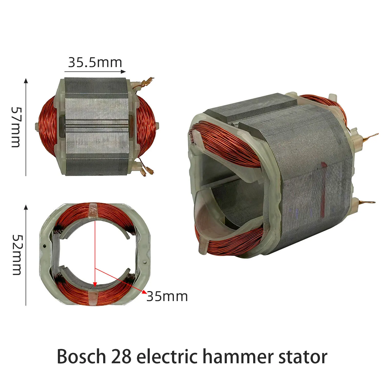 La bobina de estator de AC220-240V es adecuada para herramienta eléctrica de martillo eléctrico Bosch 28, piezas de repuesto de bobina de estator de armadura de taladro manual