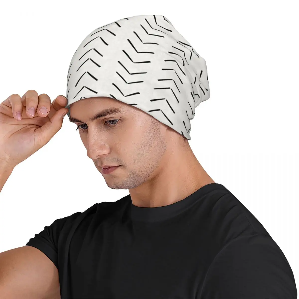 Boho Big Arrows In White And Black Unisex Adult Beanies Caps Knitted Bonnet Hat Warm Hip Hop Autumn Winter Outdoor Skullies Hats