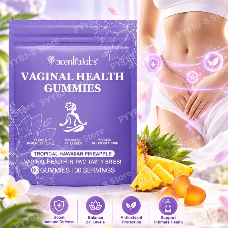 Women Vaginal Health Gummies, Balance Intimate PH,Boost Immune,Antioxidant Protection,Pineapple Powder Probiotic,60 Gummies