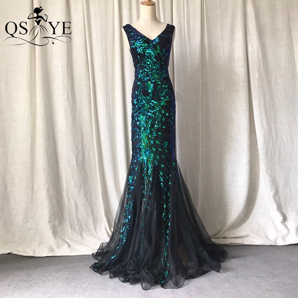 Pauw Green Mermaid Avondjurken Bloemen Lace Prom Gown Tulle Bottom Sequin Applicaties Vintage Mouwloze Formele Party Dress