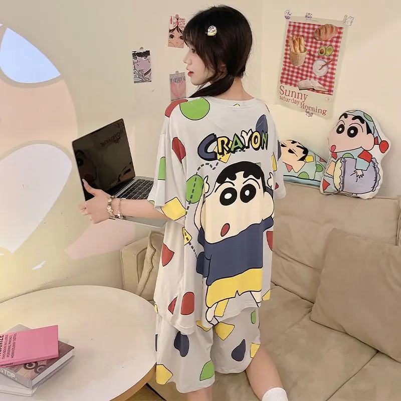 

Cartoon Kawaii Cute Pajama Crayon Shin-Chans Anime Summer Homewear Soft Comfortable Shin-Chan Pajamas Creative Girl Gifts