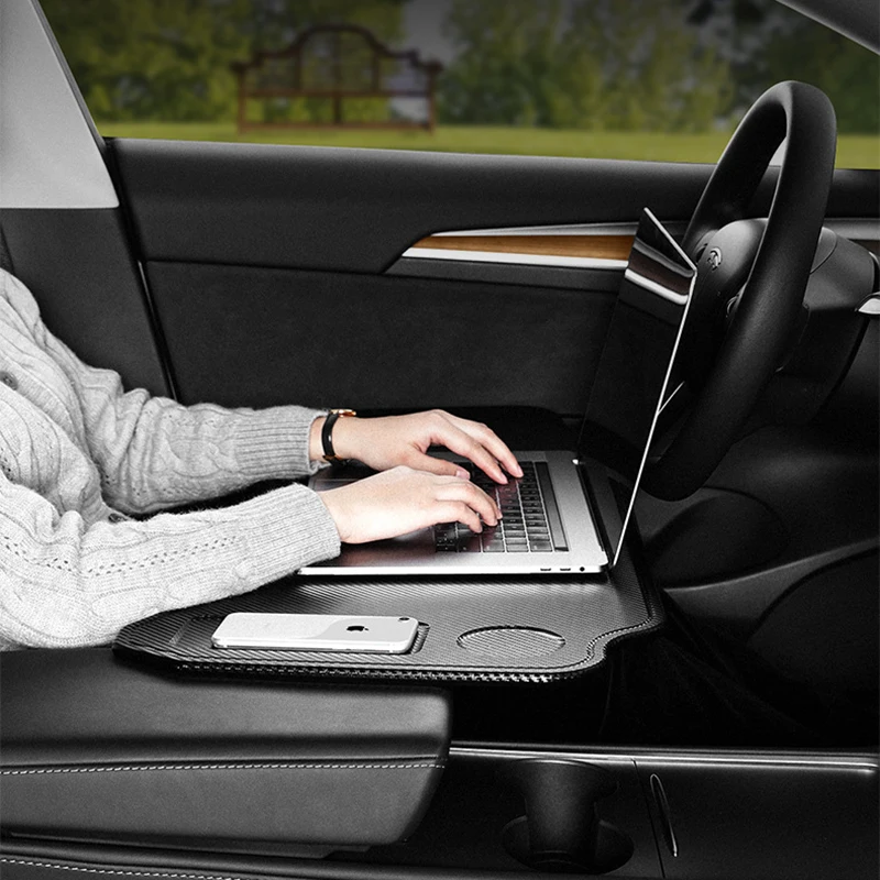 Food Tray Table For Tesla Model 3 Model Y Folding Car Steering Wheel Board Laptop Foldable Desk Mount Eating Drinks Tray Holder