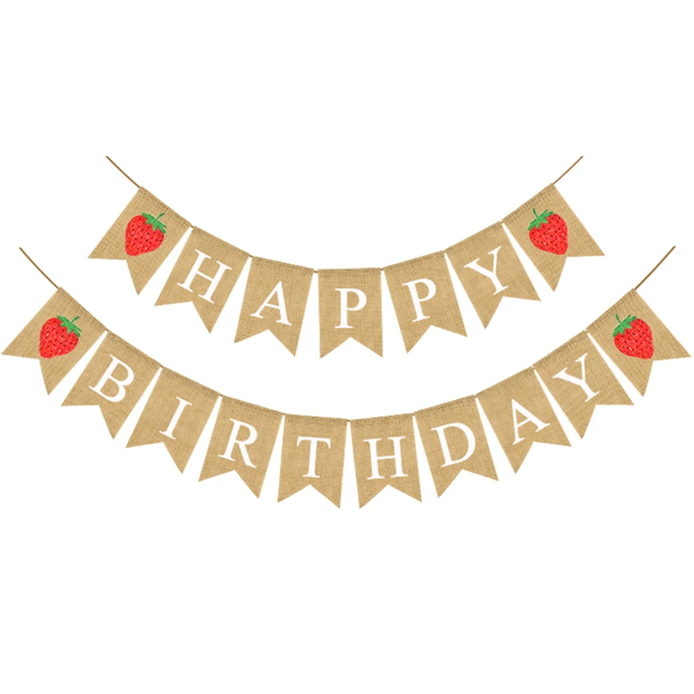 

Birthday Banner Linen Garland Happy Bunting Photo Backdrop Room Wall Window Special Letter Theme Ornament Festive