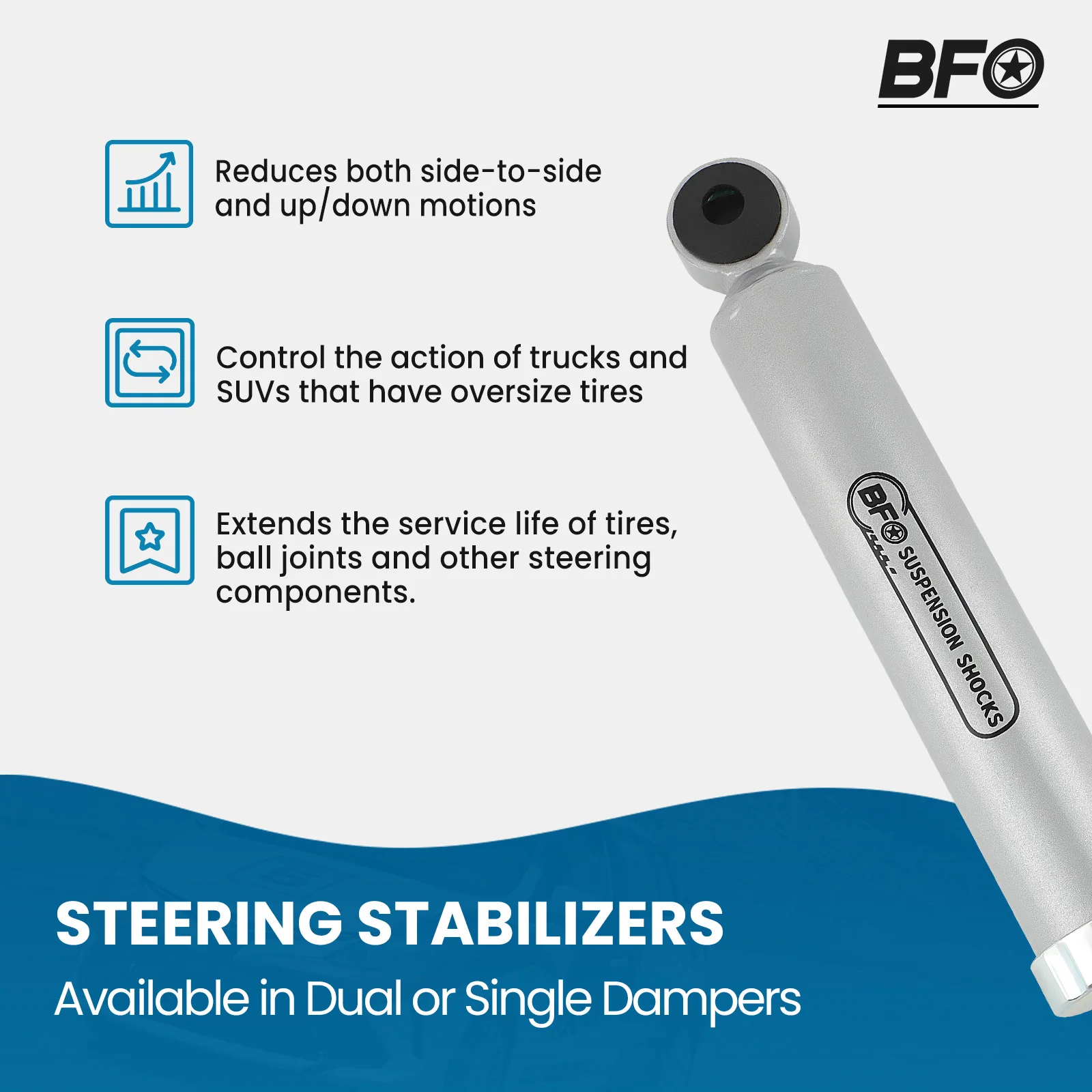 Single Steering Stabilizer For Jeep Wrangler JK 07-18 Unlimited Fit 2