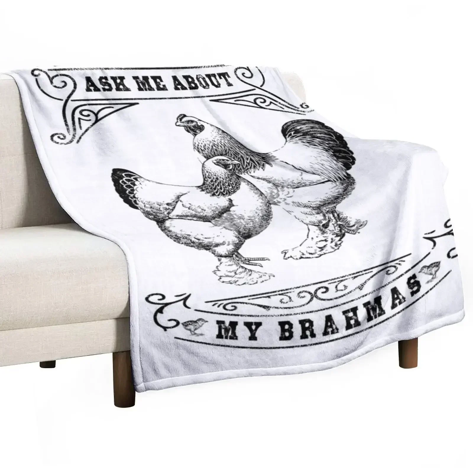 Ask Me About My Brahmas Chicken Illustration Throw Blanket christmas gifts Soft Beds For Decorative Sofa Flannel Fabric Blankets