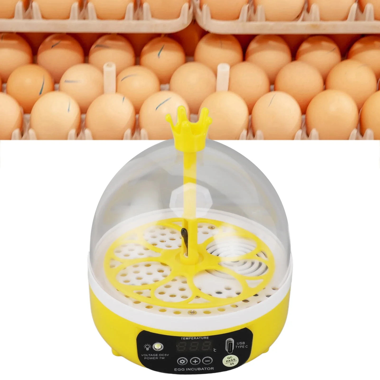 

Egg Incubator Automatic Temperature Humidity Control Noiseless Poultry Hatching Machine with Insulation Foam for School