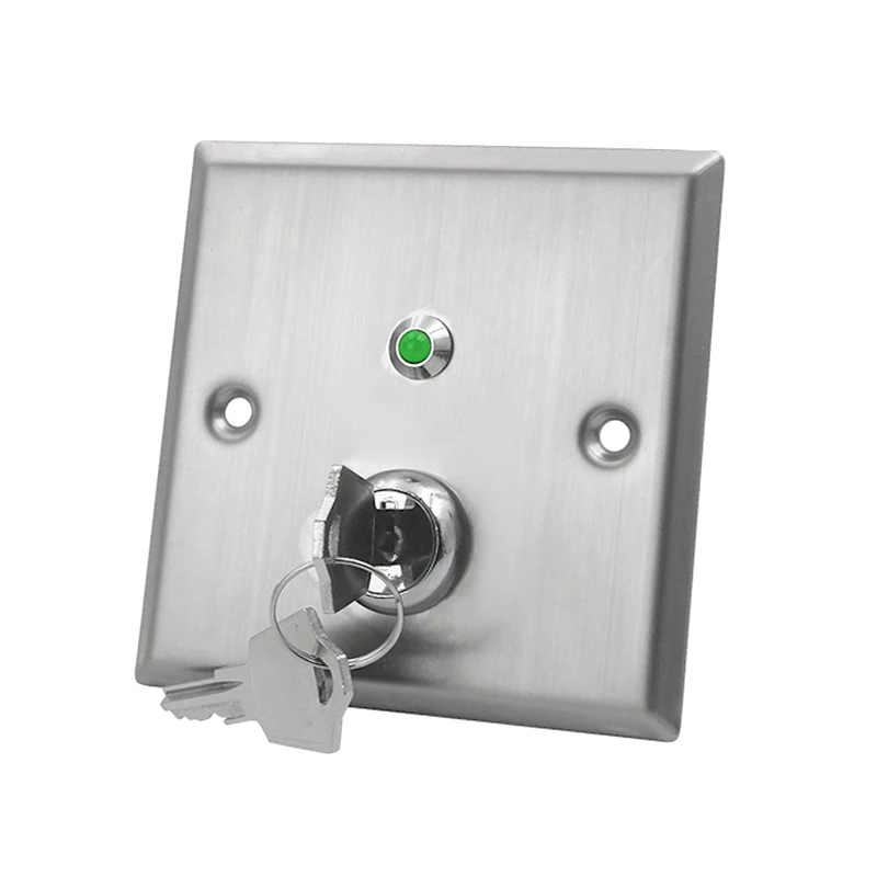 Stainless Steel ON OFF Exit Button Push Switch with keys Release For door Lock gate opener Access Control With Red LED Light