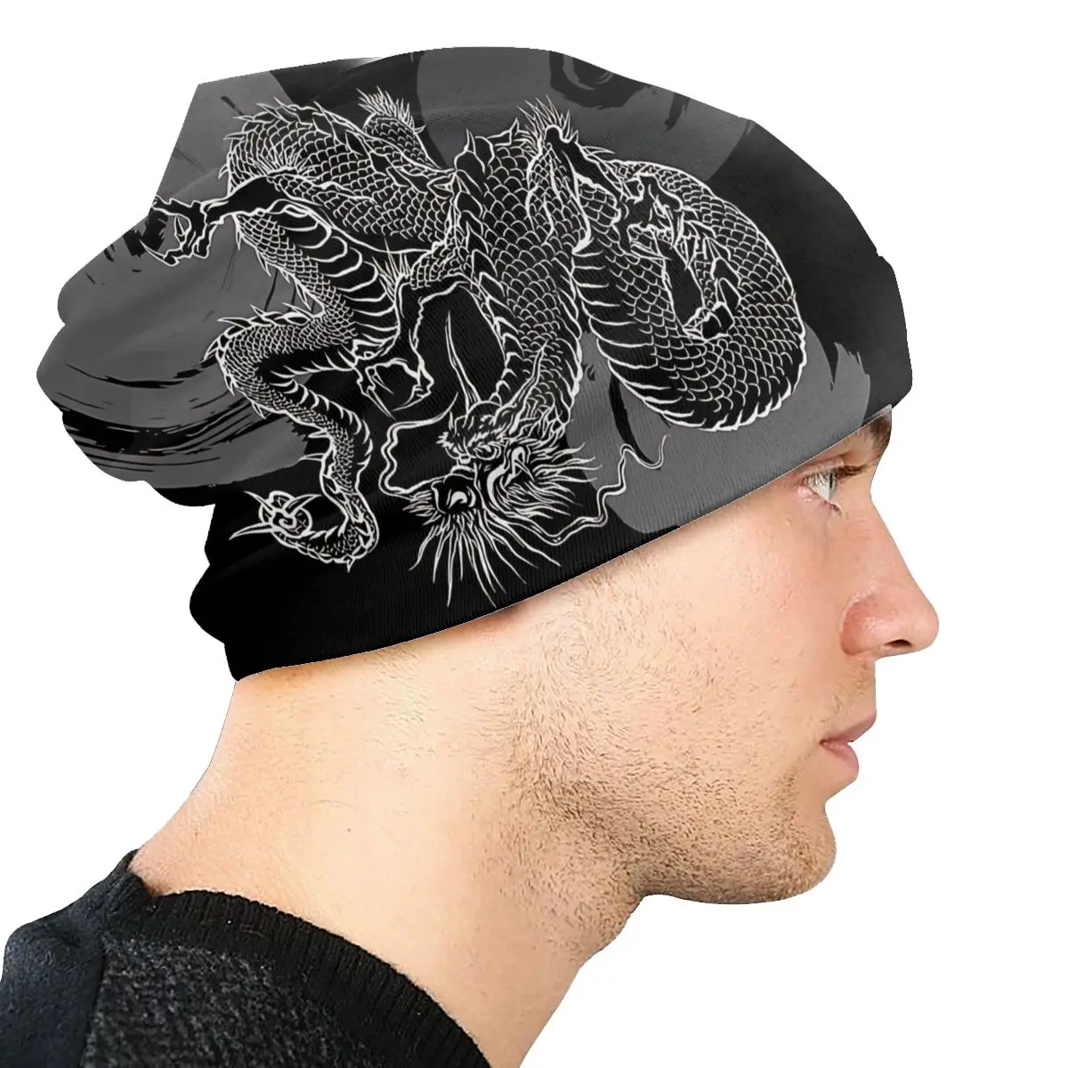 Japanese Dragon Art Tattoo Skullies Beanies Caps Japanese Dragon Thin Hat Autumn Spring Bonnet Hats Men Women\'s Unisex Ski Cap