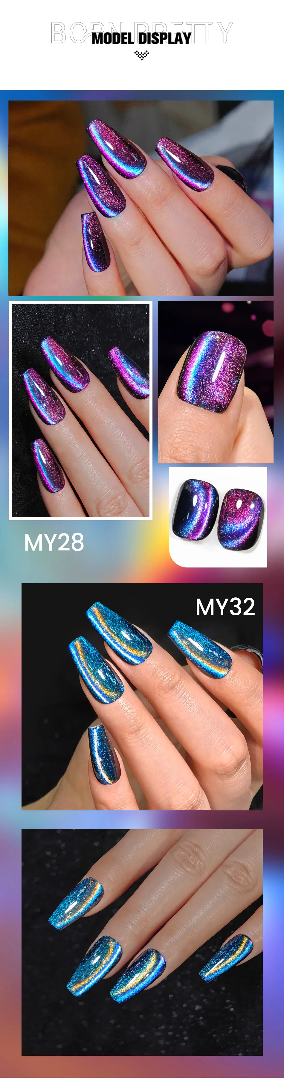 BORN PRETTY 10 ml 9D Chameleon Cat Magnetischer Gel-Nagellack, doppelte Farben, semi-permanenter UV-Gel-Lack – Detail 7