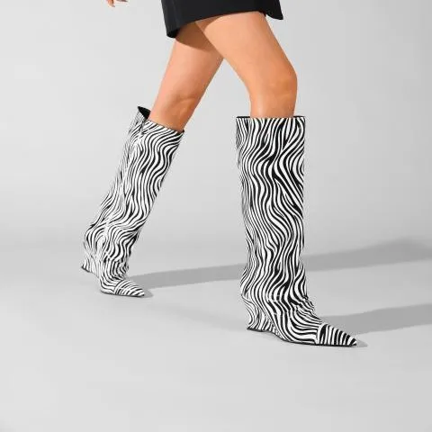 Pointed Toe Ultra-Beautiful Smudged Gradient Scarlet Metal Decorative Genuine Leather Ankle Boots Abnormal Women Boots