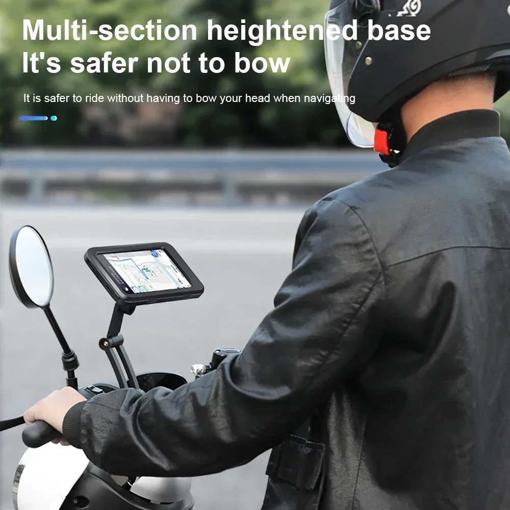 Image 7: Support de téléphone de vélo rétractable réglable 360 °   Écran tactile rotatif étanche Anti-choc pour guidon de moto et vélo