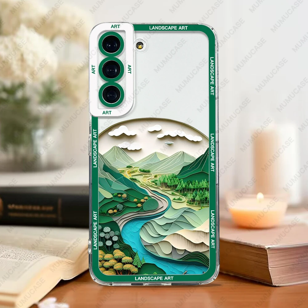 Phone Case For Samsung Galaxy S24 S20 S21 FE S22 Plus S23 Ultra A22 A54 5G A72 A34 A71 A31  Soft Cover Landscape Art Shockproof