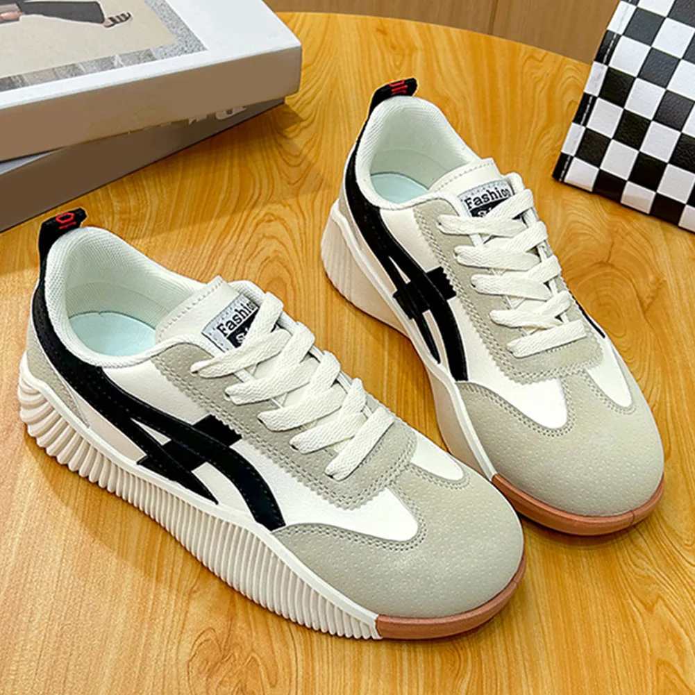 Women Fashion Sneakers Lace-up Walking Shoes with Arch Support Casual Shoes Student Board Shoes for Indoor Outdoor