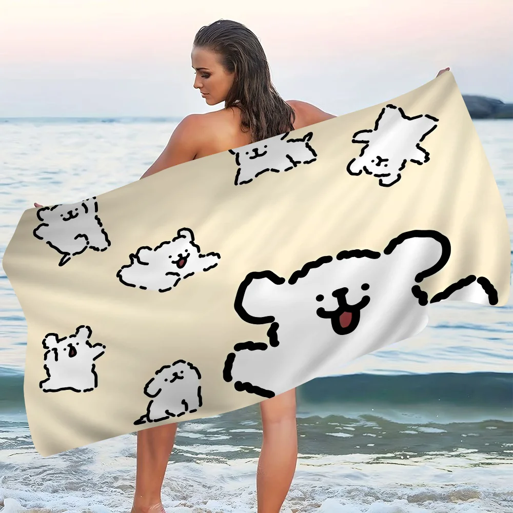 

Cartoon Line MalteseDog Cute Microfiber Printed Beach Towel Mountain Climbing Yoga Beach Swimming Running Absorbent Soft Towel
