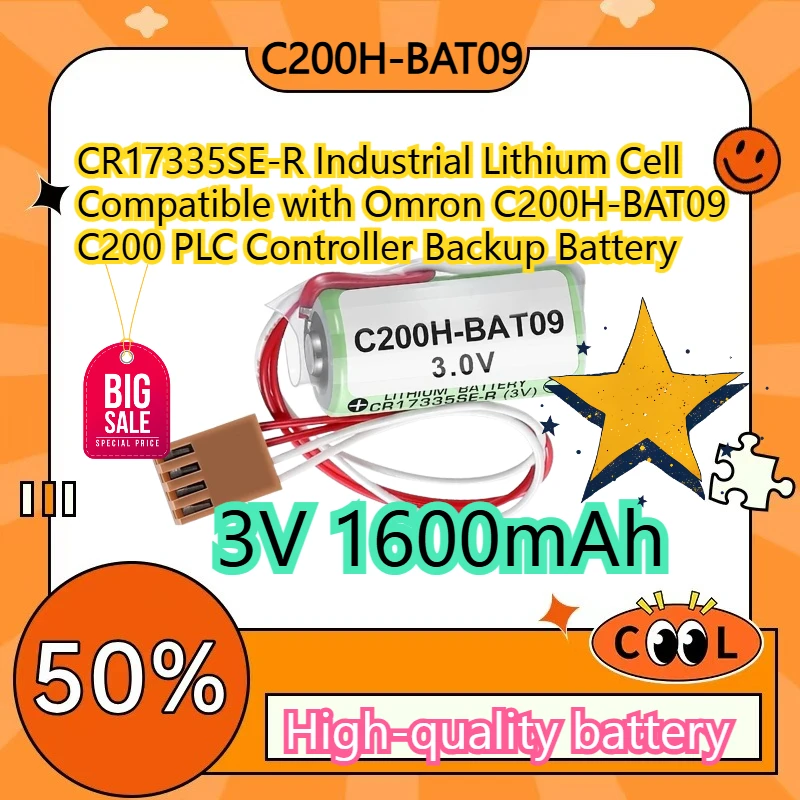 3V 1600mAh CR17335SE-R Non Rechargeable Lithium Battery For PLC C200 C200H-BAT09 Industrial Control Memory Backup Cell