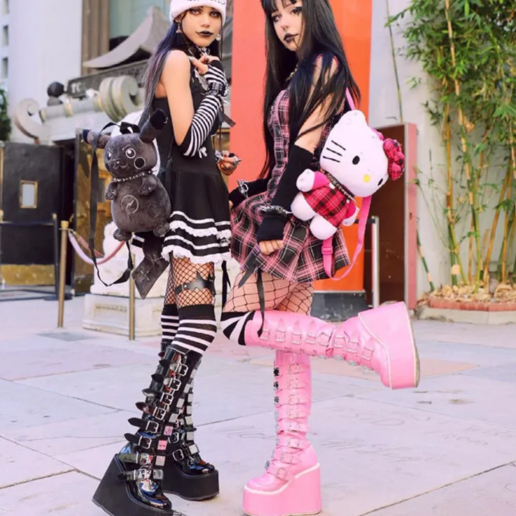 y2k-millennium-subculture-harajuku-punk-style-metal-belted-platform-long-boots-gothic-thick-bottom-pu-leather-boots