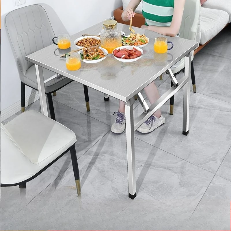 Thickened folding dining table household dining table learning square  night market barbecue stall commercial rounded