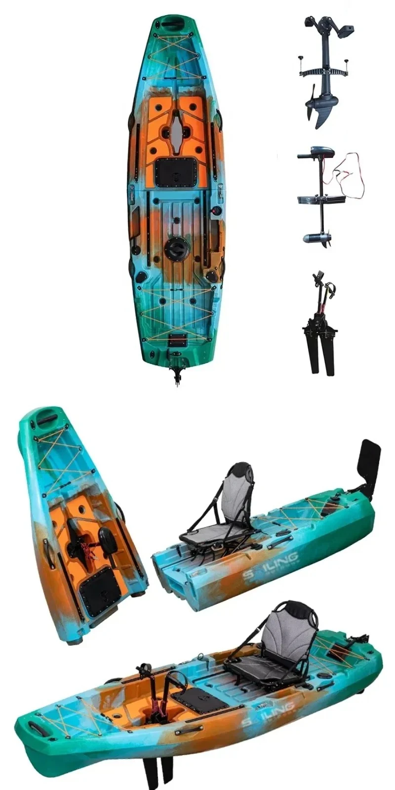 

9.5ft Solo Folding Plastic Fishing Kayak | 2-Section Modular, Propeller Pedal Drive & Chair