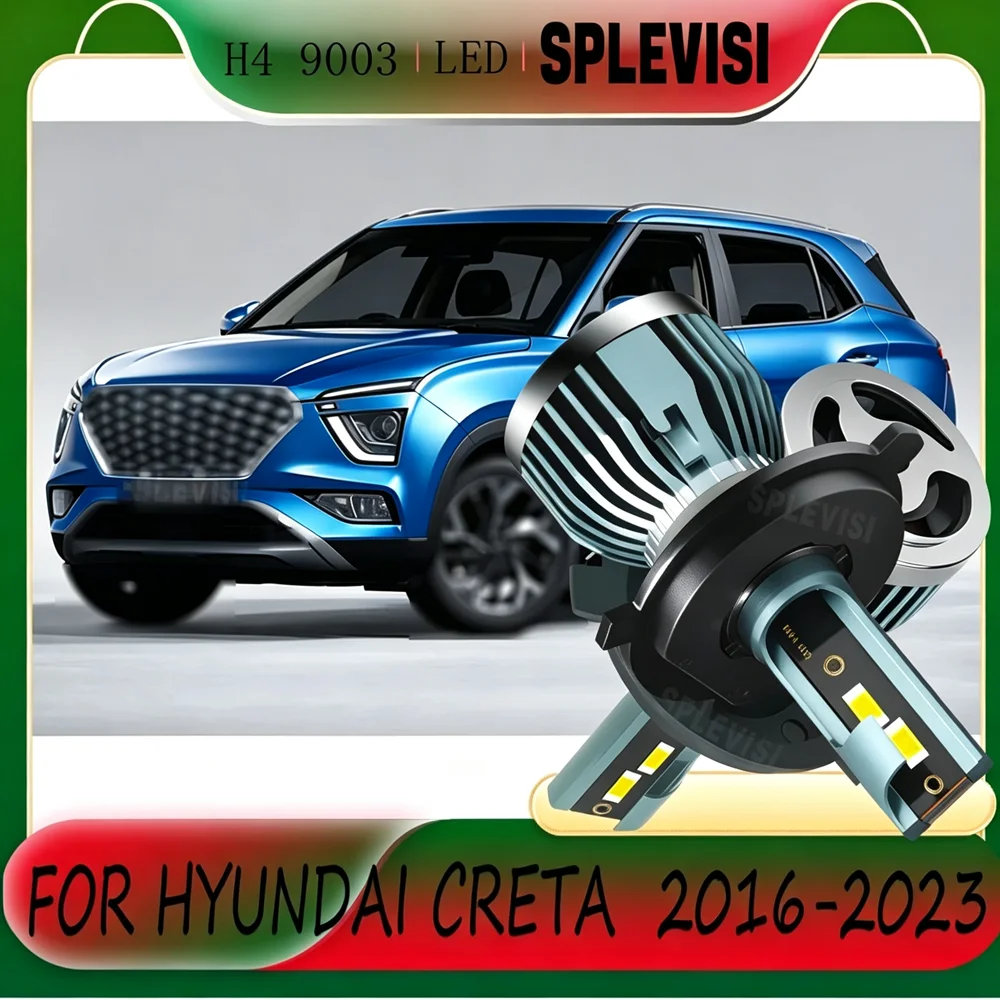 Clearer Illumination 9003 H4 Upgraded Hi Low Beam LED Headlight Bulbs For HYUNDAI CRETA 2016 2017 2018 2019 2020 2021 2022 2023