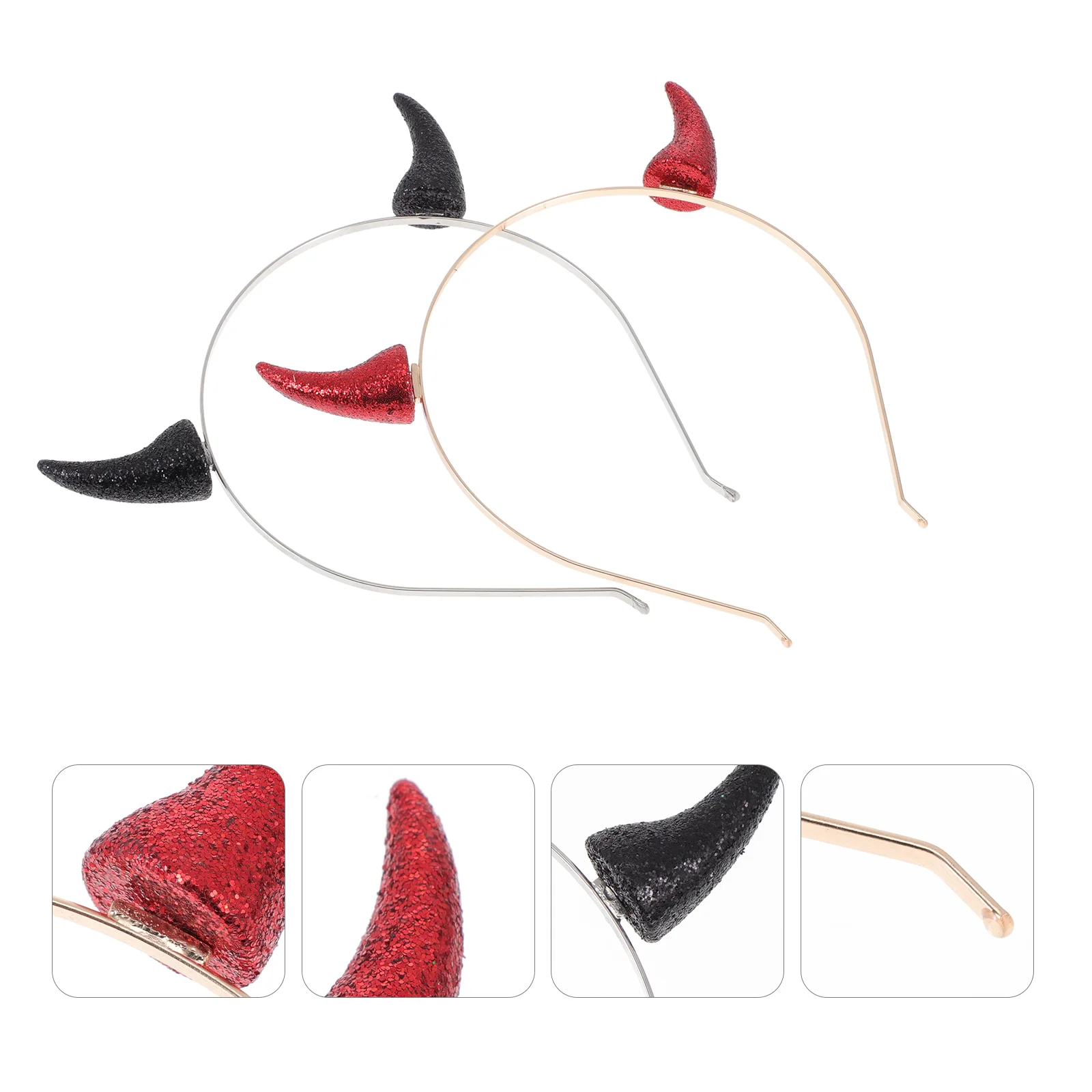 

2 Pcs Halloween Headband Festival Hair Wear Hoops Horn Headdress Mask Props Unique Zinc Alloy Miss