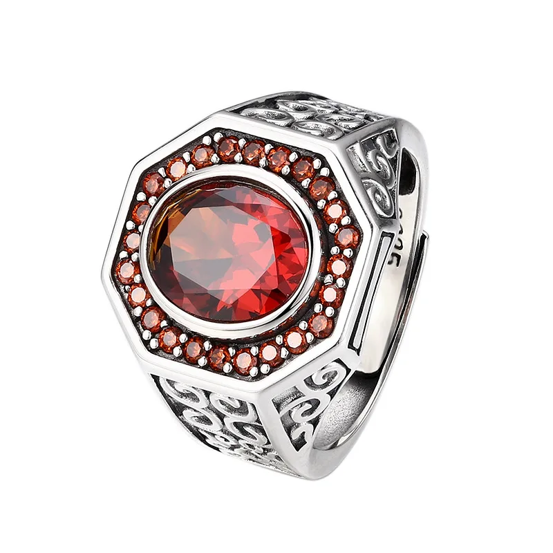 BOCAI S925 Sterling Silver Rings Vintage Personality Simple Eternal Rattan Pattern Zircon Adjustable Ring Fine Choice Jewelry
