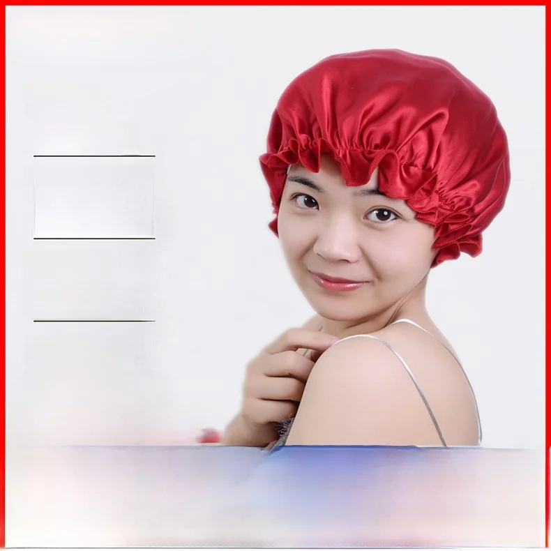 

Silk Hair Bath Cap Wide Brim Chemotherapy Cap True Silk Sp Cap Silk Bath Hat Cross-Border Wide Hat