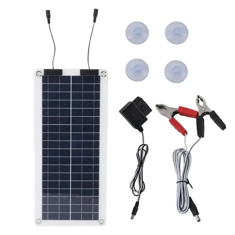 100W Solar Trickle Charger Waterproof Trickle Charger Solar Battery Maintainer Dual USB For 12V-24V Car RV Motorcycle Marine