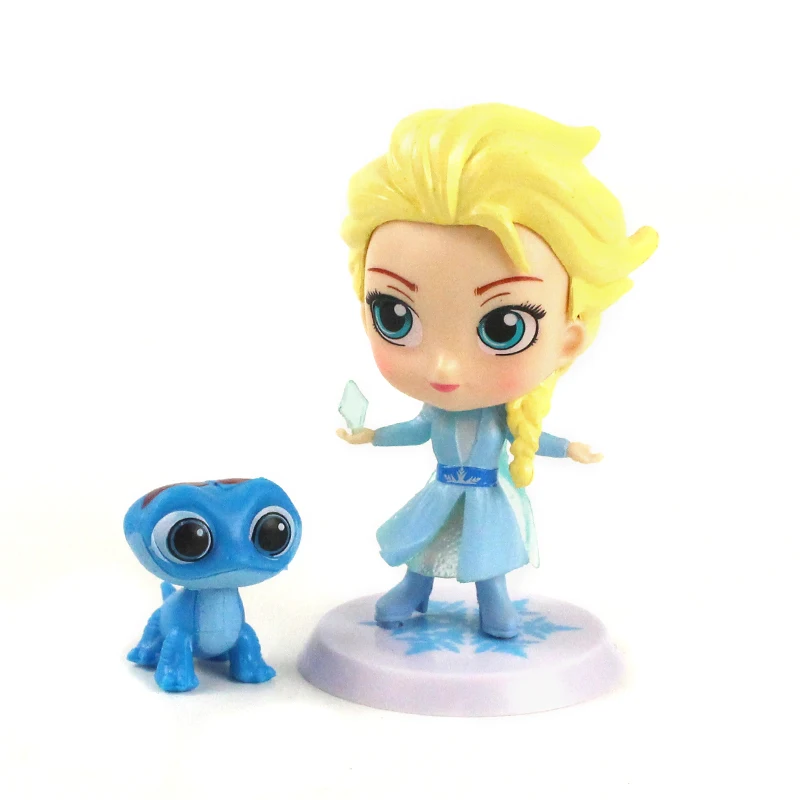 4 قطعة/المجموعة المجمدة 2 Q نسخة الأميرة إلسا آنا أولاف النار السحلية البلاستيكية لعبة مجسمة للأطفال فتاة عيد الميلاد هدية عيد الميلاد كعكة ديكور