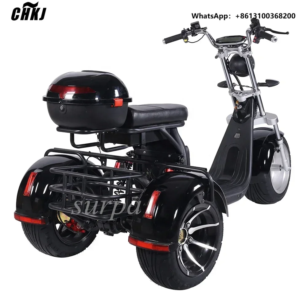 -1000w 2000w 60v12ah /20ah two removable battery citycoco fat tire 3 wheel board cycle board electric scooter
