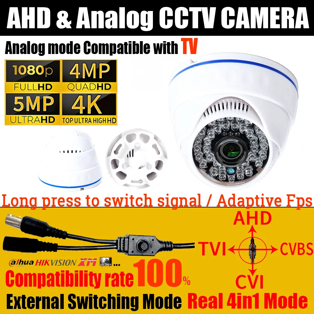 compativel 4mp 5mp 8mp 1080p ultra ahd dome camera cctv tvi cvi analogico em osd externo indoor hd digital home monitor hk dh xm 01