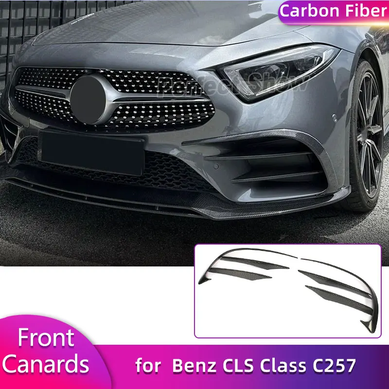 

Carbon Fiber Front Bumper Canards for Mercedes Benz CLS Class C257 CLS550 Sport 2018-2020 Car Front Fog Lamp Cover Fins FRP