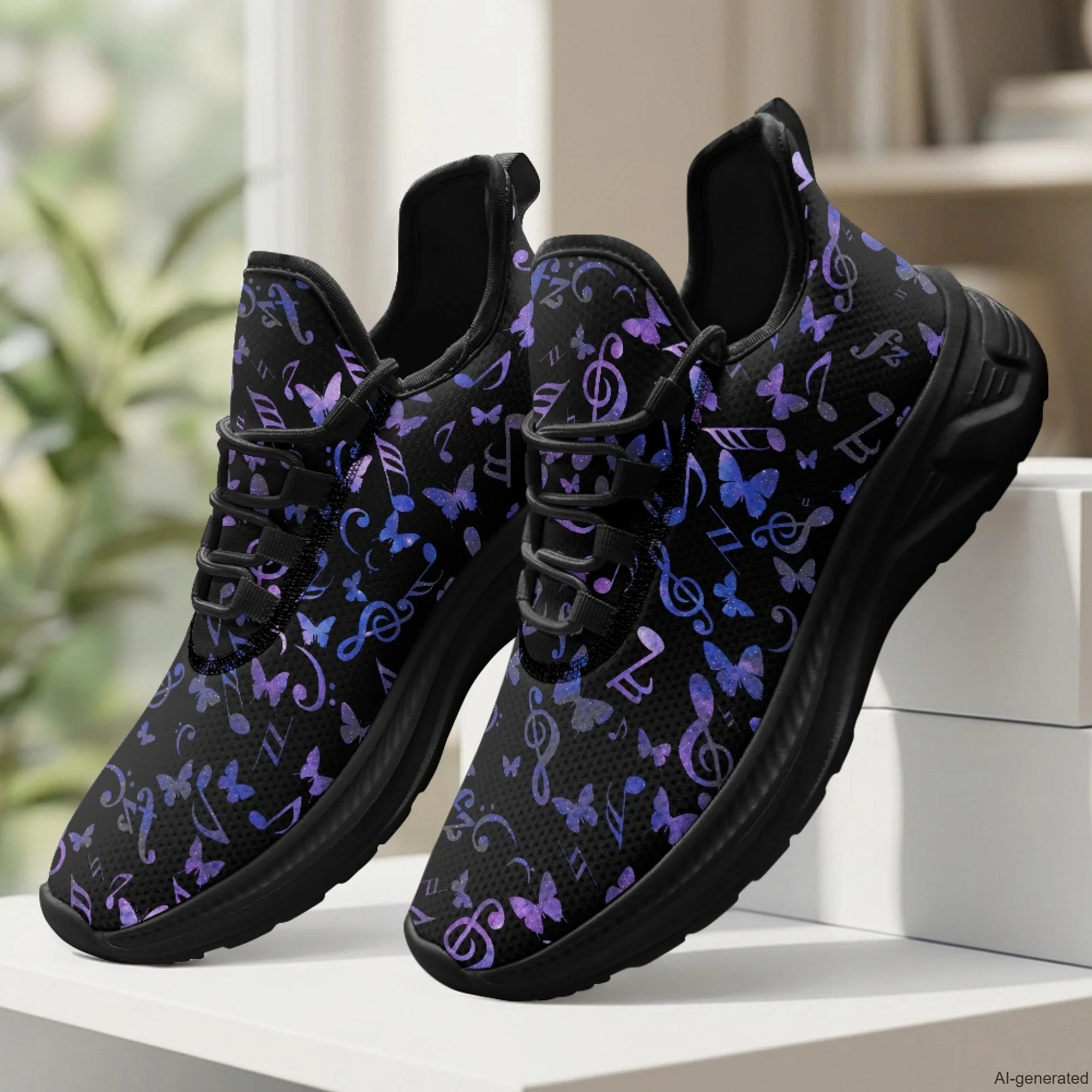 XIXIRIMIDO Womens Walking Shoes Nurse Shoes Nurse Sneakers Butterfly Note Print Tenis Masculino De Corrida Barefoot Shoes 35-48