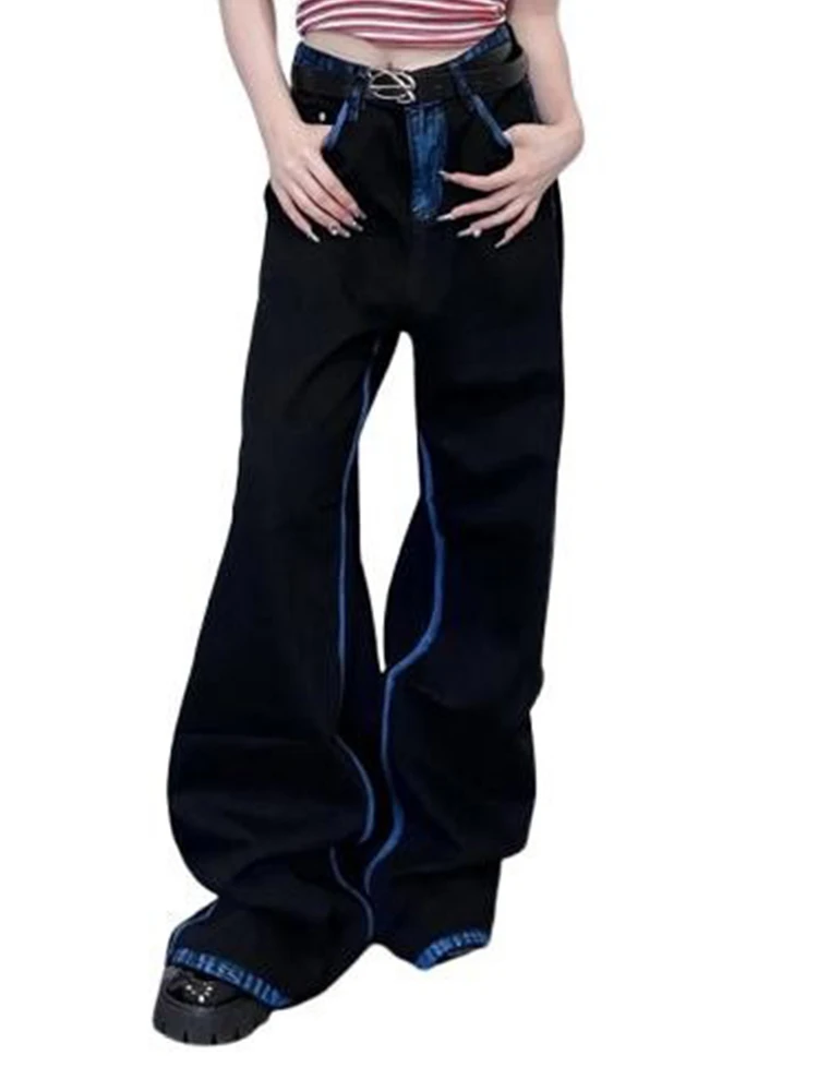 

2025 Осень Зима Женские Темные Академические Окрашенные Джинсовые Длинные Брюки Y2K 2000-х Мешковатые Джинсы Японского Харадзюку Мужские Джинсы Широкий Крой Новый