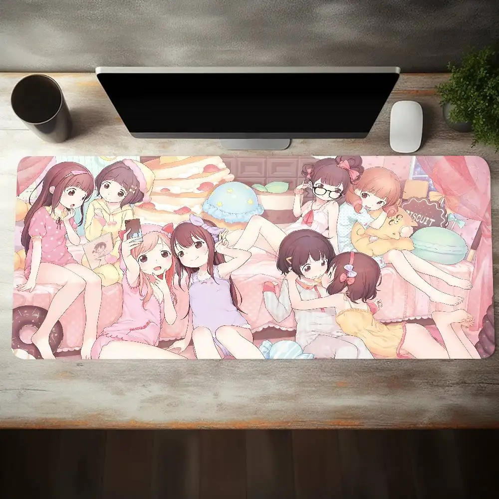 لطيف لولي أنيمي الفتيات ماوس الوسادة كبيرة لوحة المفاتيح حصيرة مكتبية الألعاب ماوس الوسادة LockEdge سجادة ضد الإنزلاق