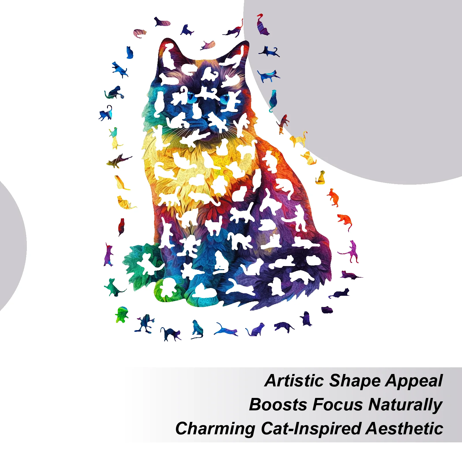 Puzzle chat en bois 201 pièces, décoration de salon, animaux irréguliers pour adultes et adolescents, amoureux des chats, collectionneurs de la famille