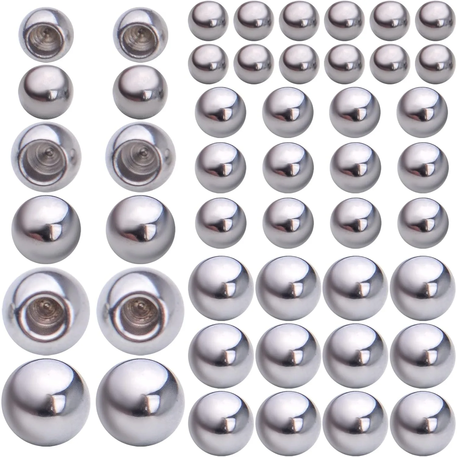 

60pcs Cord End Caps Round Memory Wire End Caps Half Drilled Hole Ball Beads Jewelry End Tips for DIY Earrings Necklace Bracelet