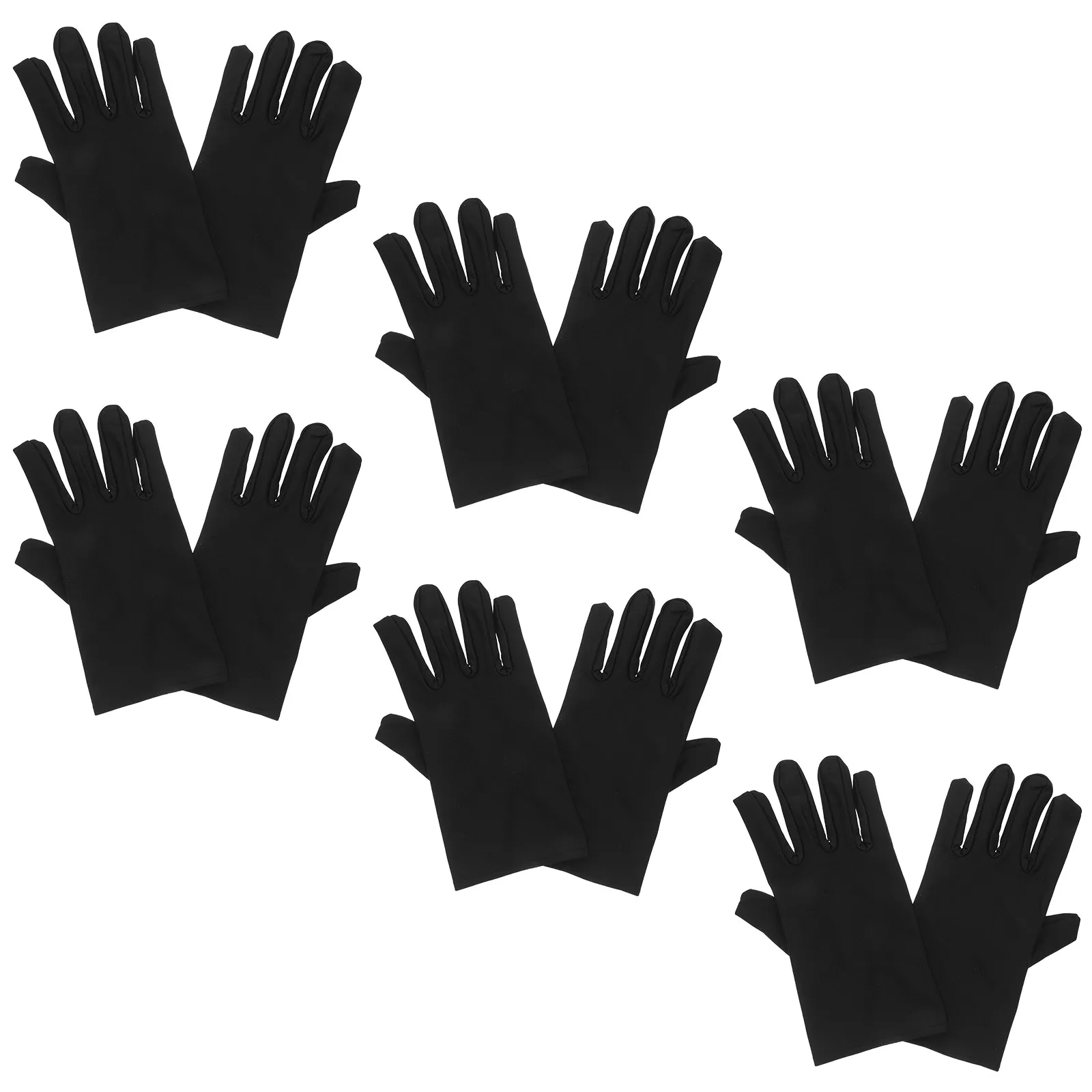 6Pairs Black Thin Cotton Gloves Soft Breathable Work Gloves for Jewelry Handling Watch Coin Cleaning Cd Dvd Craft
