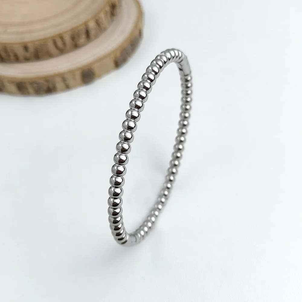 New stainless steel gold-plated ball bead O-shaped bracelet, high quality waterproof women\'s bracelet, wedding party jewelry