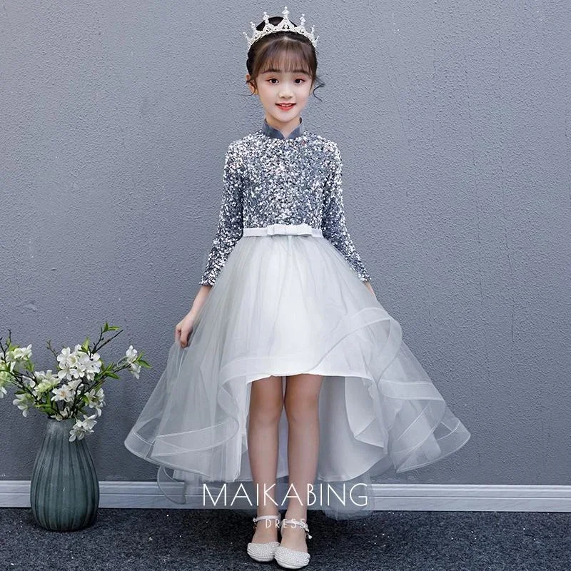 Evening Princess Girls Party Sequins Prom Tulle Dress Fluffy Flower Girl Winter Velvet Wedding Toddler Dresses For New Year 2023