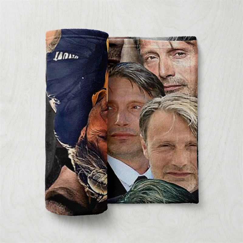 Gaslight Gatekeep Girlboss Mads Mikkelsen Photo Collage Throw Blanket for Women Men Girls Boys Kids Pets Dogs Cats Couch Sofa