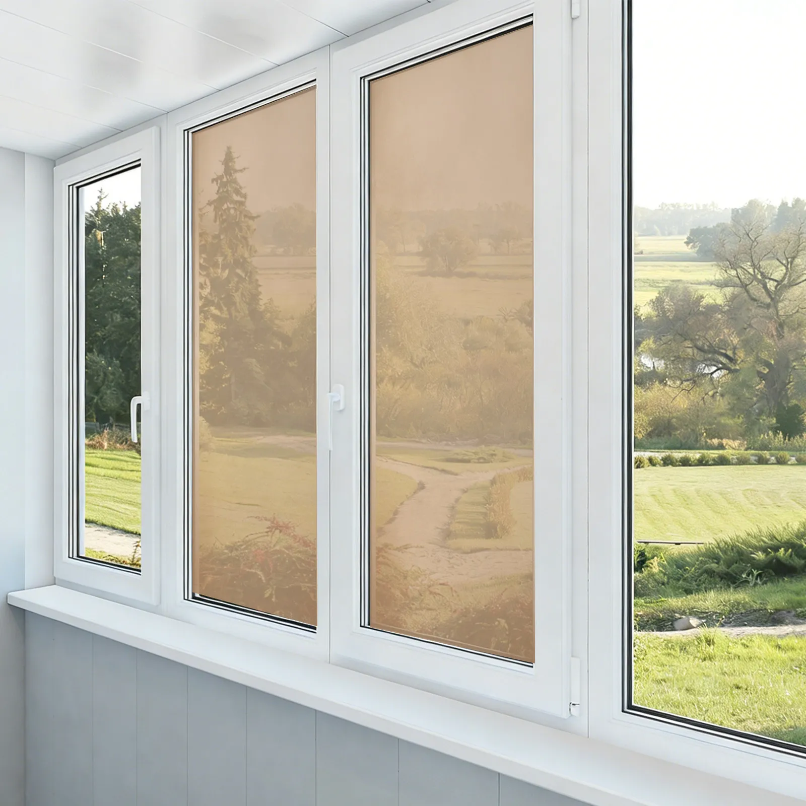 1 Roll Heat Insulation Privacy Window Film Brown Self Adhesive Glass Decorative Sheet Uv Protector Sun Blocking Film for Bedroom