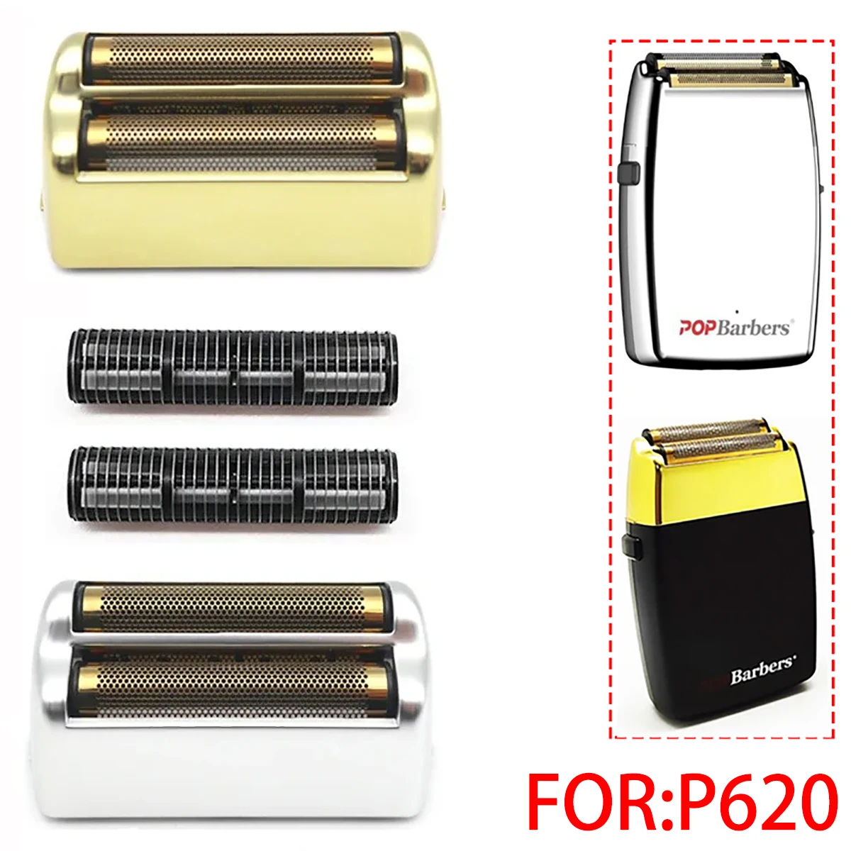 Máquina de Cortar Cabelo Profissional Pop Barbers P620 para Barbearia Masculina, Conjunto Original de Lâminas e Acessórios para Aparador