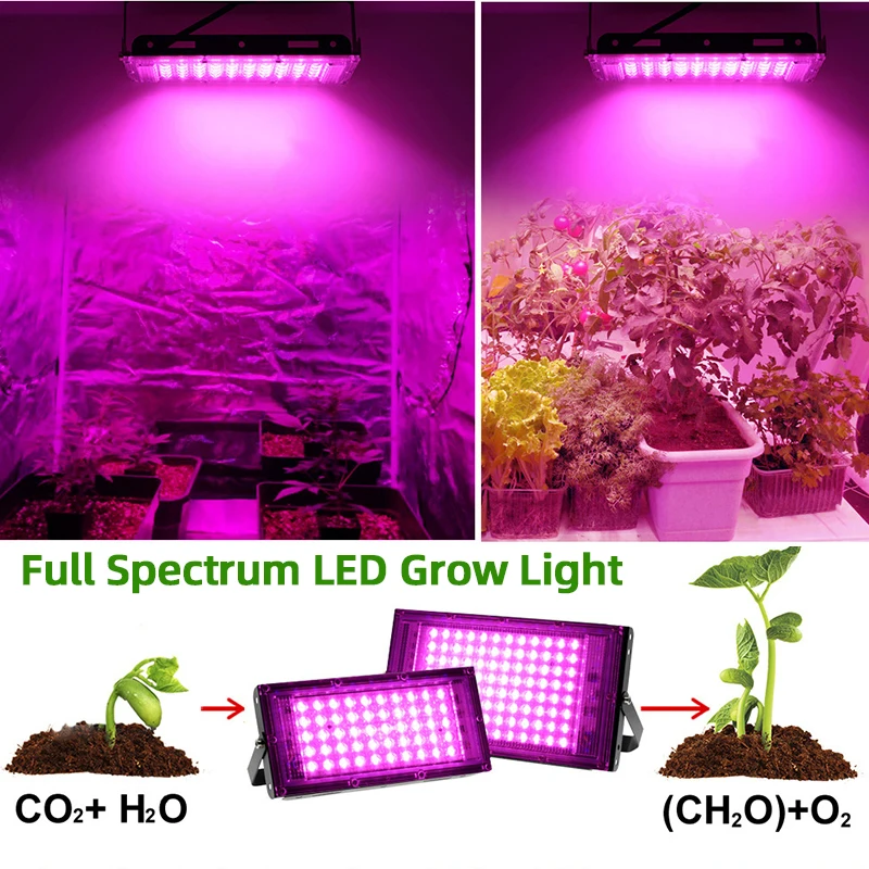 Full Spectrum LED Plant Grow Light AC220V 50/100/200/300W with switch for greenhouse hydroponic plants flower seeds growth light