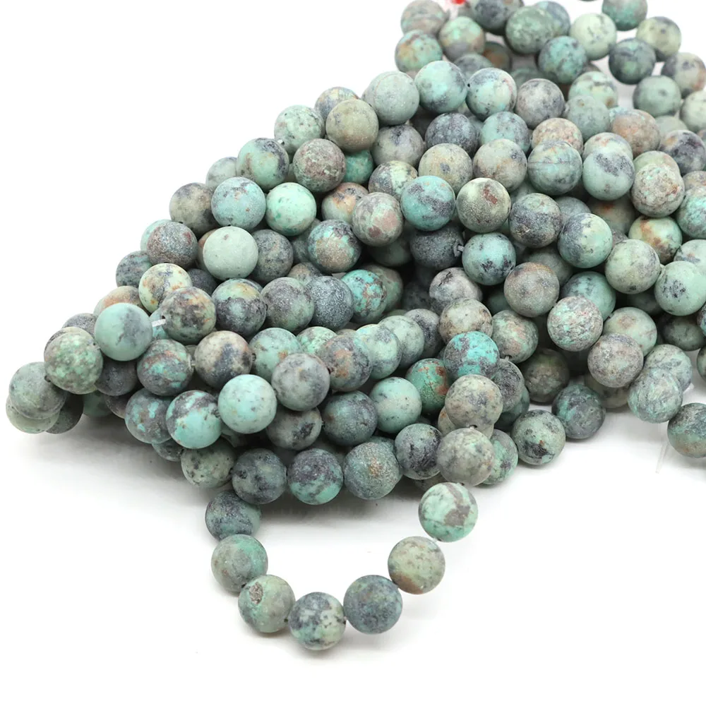 Natural Dull Polish Matte African Turquoise Stone 4/6/8/10mm Round Loose Beads For Jewelry Making Diy Bracelet Necklace 15 Inch