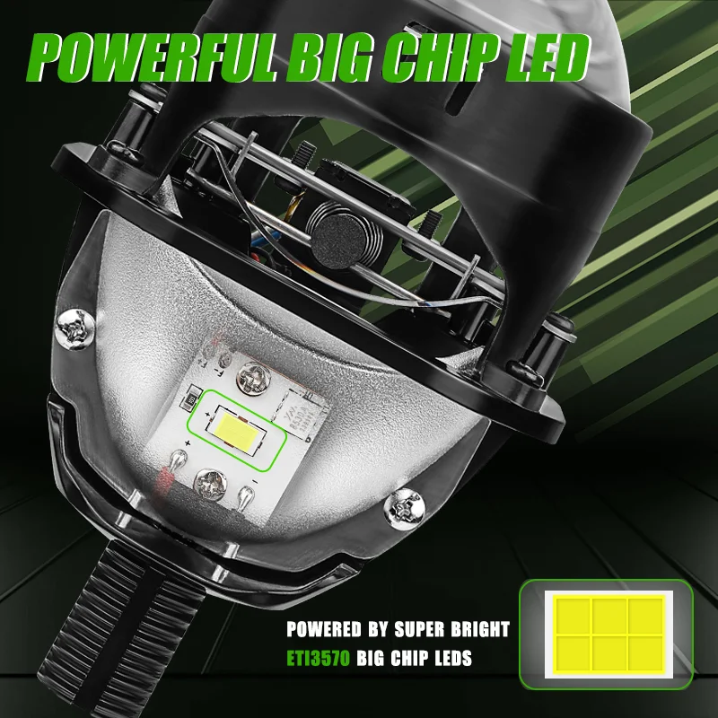 2.5 Inch 130W LED Halo Angel Eyes Projector Lens High Low Beam Bi LED Lights for H4 H7 9005 HB3 9006 HB4 Car Headlights Retrofit